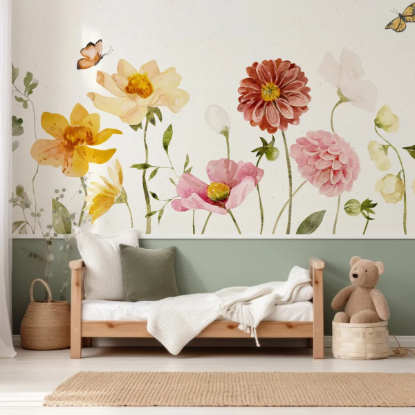 Papel de Parede Flores Aquarela Coloridas MP