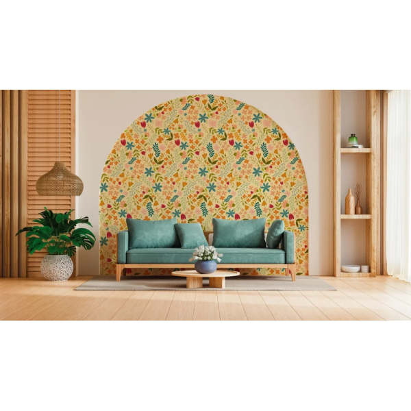 Papel de Parede Floral Alegre Amarelo MP