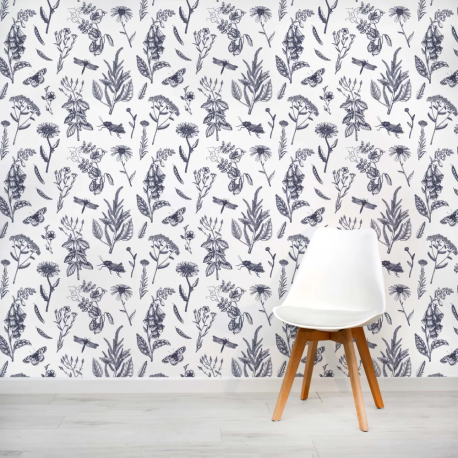 Papel de Parede Botnico Azul Marinho MP