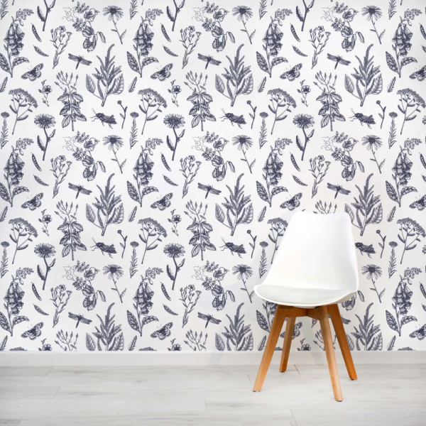Papel de Parede Botnico Azul Marinho MP