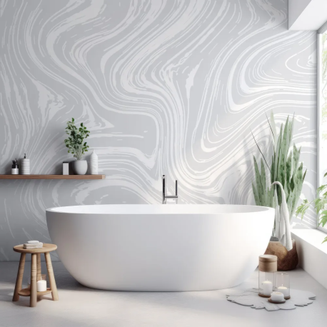 Papel de Parede Mrmore Abstrato Cinza e Branco MP