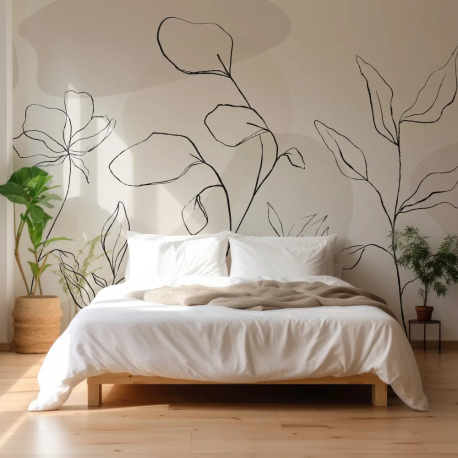 Papel de Parede Botnico Bege com Flores MP