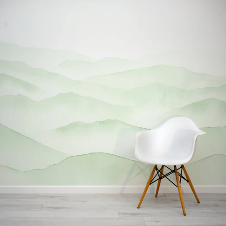 Papel de Parede Montanhas Aquarela Verde Slvia MP