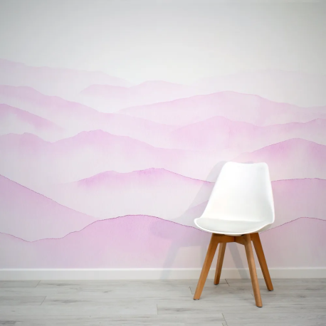 Papel de Parede Montanhas Aquarela Rosa MP
