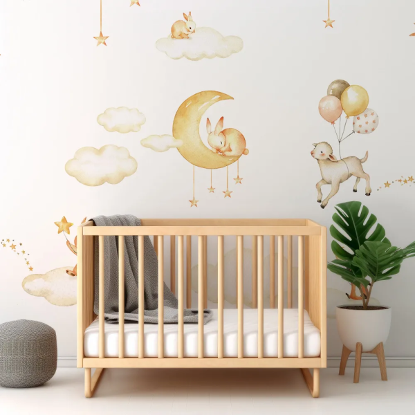 Papel de Parede Cu Dourado com Animais Noturnos MP