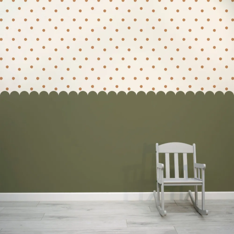 Papel de Parede Escalope Verde Floresta com Pontos Terracota MP