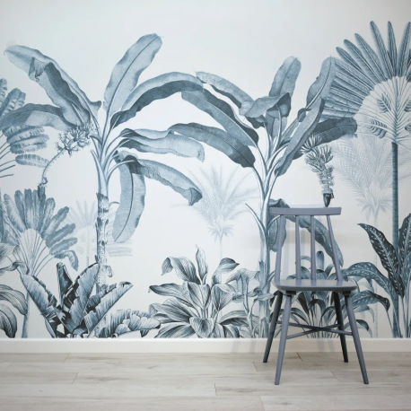 Papel de Parede Tropical Azul Vintage MP