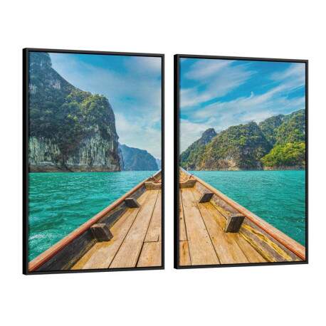 Kit 2 Quadros Decorativos Retiro nas guas Esmeralda da Tranquilidade