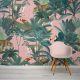 Papel de Parede Selva Tropical Rosa com Animal MP