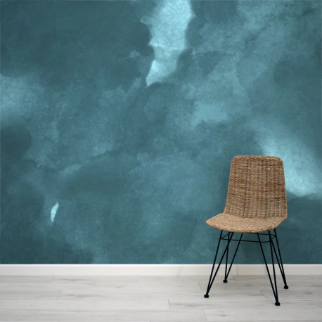 Papel de Parede Aquarela Teal Nublado MP