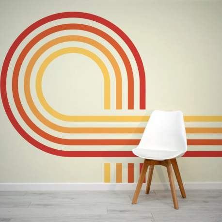 Papel de Parede Espiral Retr Vermelho, Laranja e Amarelo MP