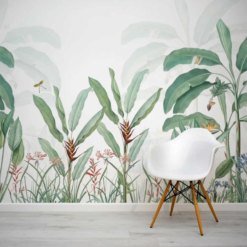 Papel de Parede Floresta Tropical com Folhas de Bananeira MP