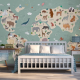Papel de Parede Mapa Mundi Animal Colorido MP