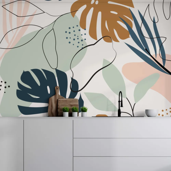 Papel de Parede Folhagens Tropicais Neutras MP