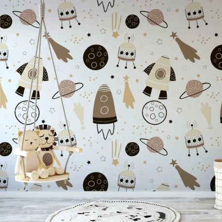 Papel de Parede Espao Infantil Bege MP