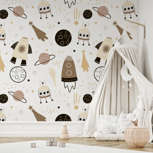 Papel de Parede Espao Infantil Bege MP