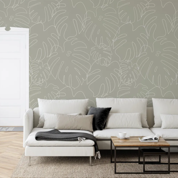 Papel de Parede Folhas de Monstera Minimalista Verde MP