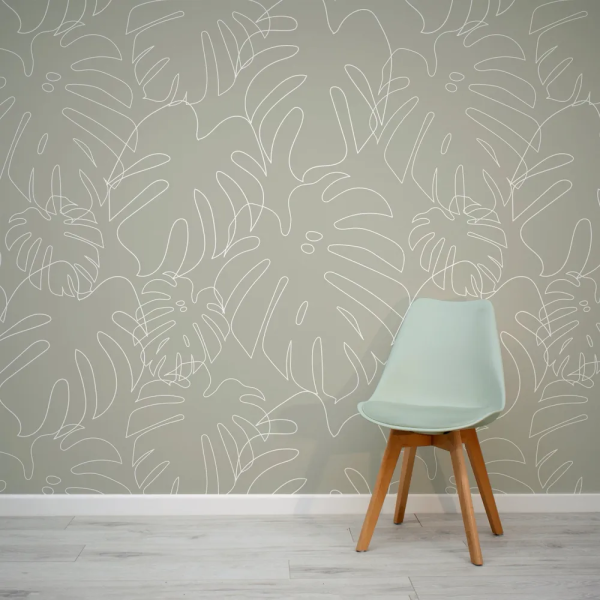 Papel de Parede Folhas de Monstera Minimalista Verde MP