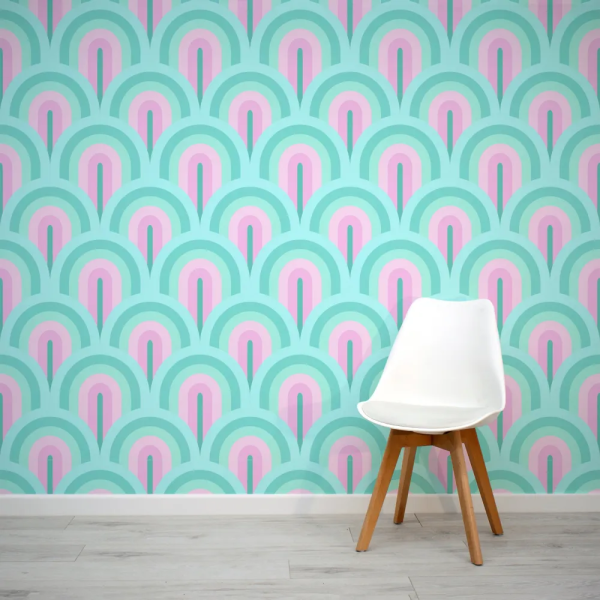 Papel de Parede Arcos Circulares Rosa e Azul MP