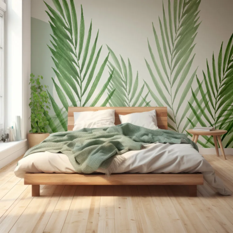 Papel de Parede Aquarela Folhas Verdes Minimalistas MP