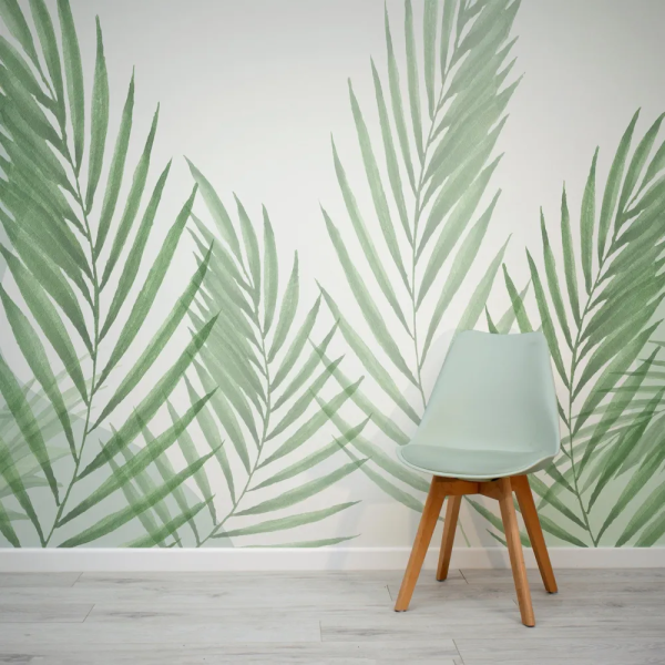 Papel de Parede Aquarela Folhas Verdes Minimalistas MP