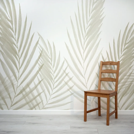 Papel de Parede Aquarela Folhas Minimalistas Greige MP