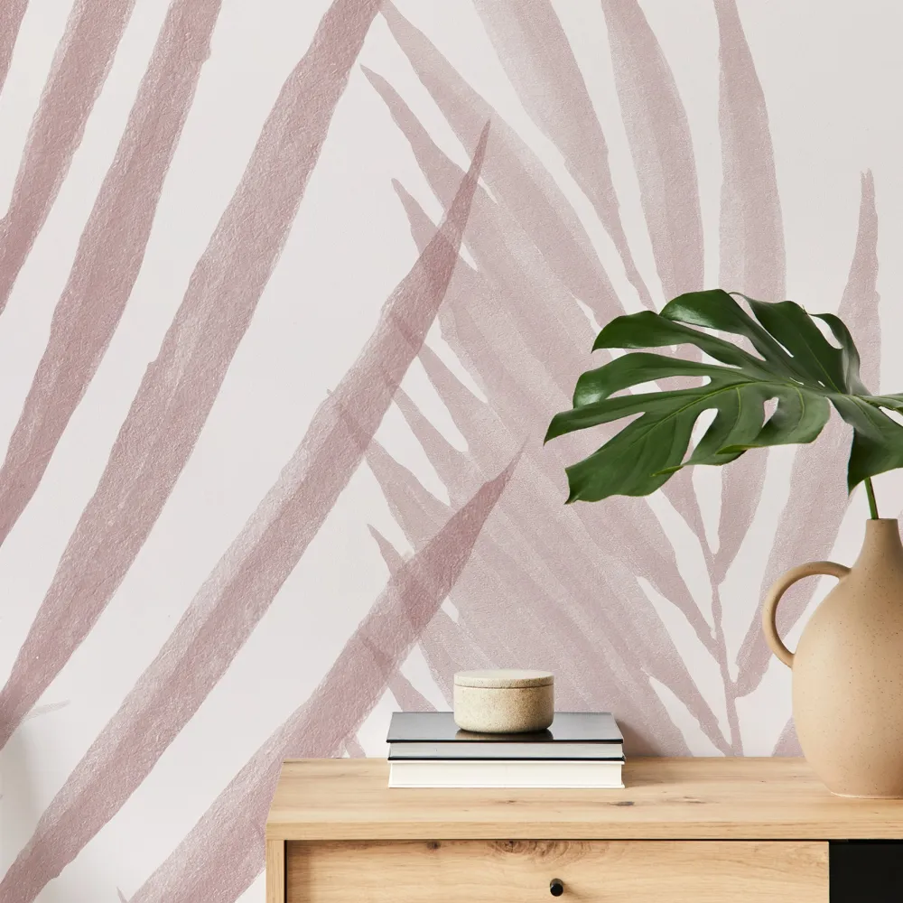 Papel de Parede Aquarela Folhas Vermelhas Minimalistas MP