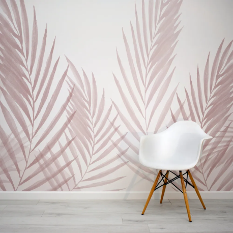 Papel de Parede Aquarela Folhas Vermelhas Minimalistas MP