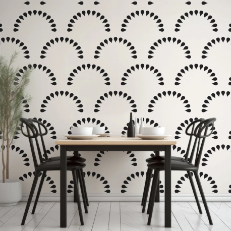 Papel de Parede Gotas Arqueadas Negras MP