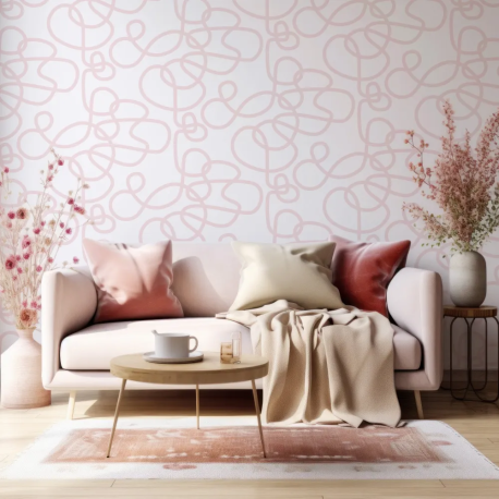 Papel de Parede Linhas Curvas Rosadas MP