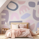 Papel de Parede Puzzles Pastel em Tons de Rosa e Roxo MP