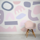 Papel de Parede Puzzles Pastel em Tons de Rosa e Roxo MP