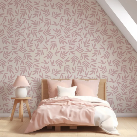 Papel de Parede Folhas Rosadas Neutras MP