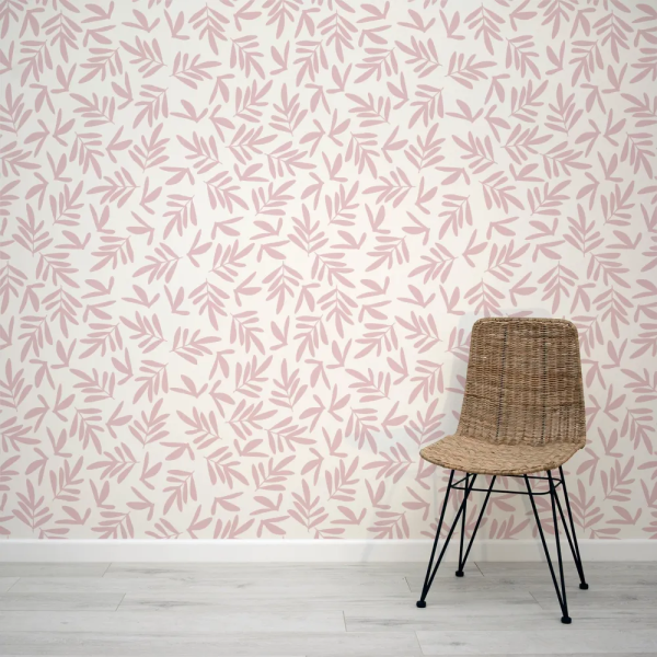 Papel de Parede Folhas Rosadas Neutras MP