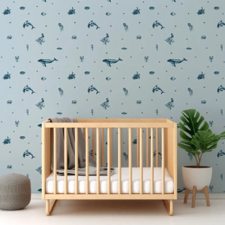 Papel de Parede Fundo do Mar com Animais Marinhos MP