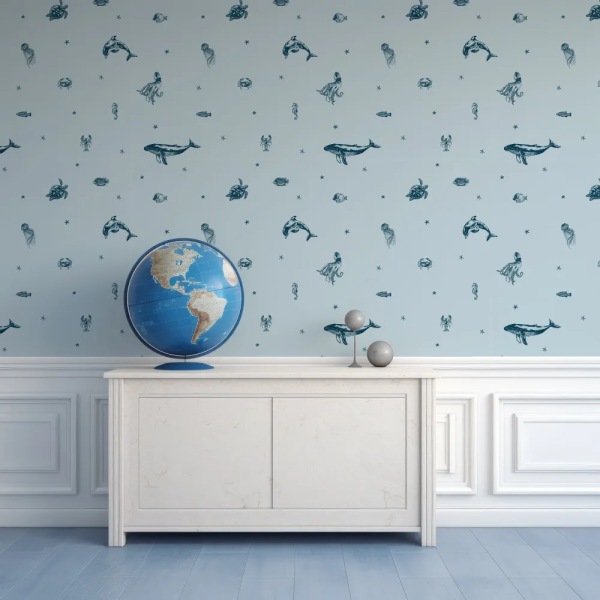 Papel de Parede Fundo do Mar com Animais Marinhos MP