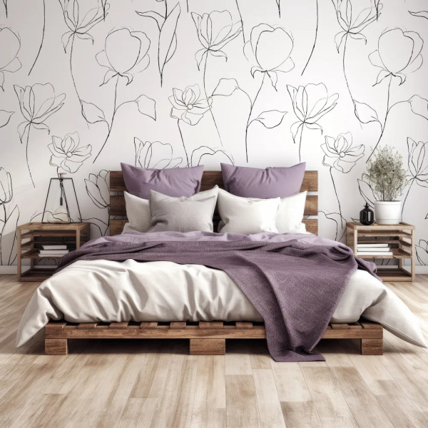 Papel de Parede Flores Esboadas Monocromticas MP
