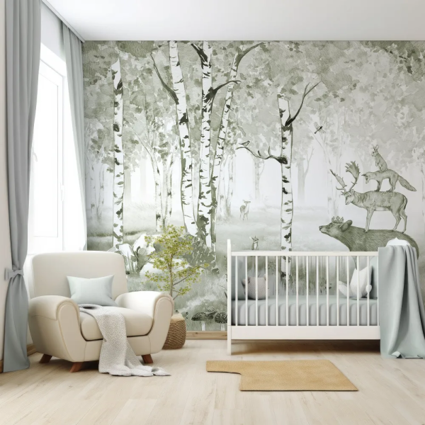 Papel de Parede Aquarela Bosque Infantil MP