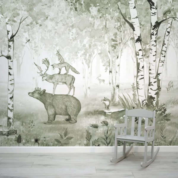 Papel de Parede Aquarela Bosque Infantil MP