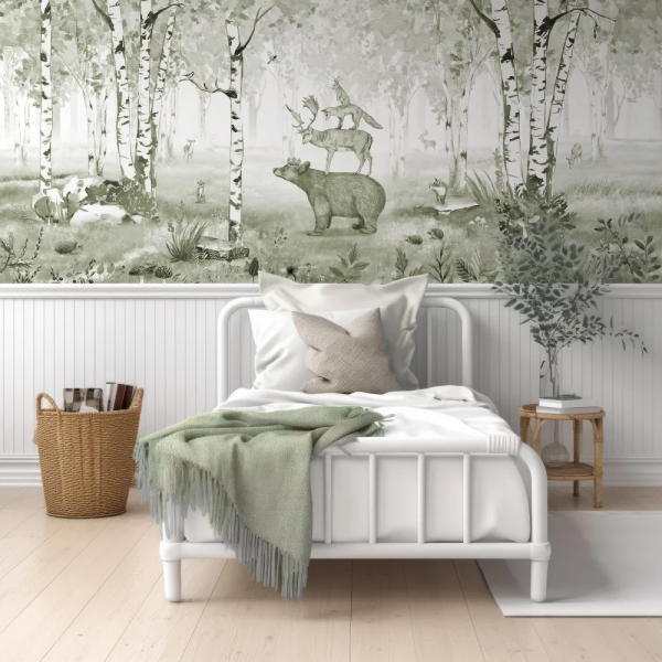 Papel de Parede Aquarela Bosque Infantil MP