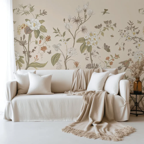 Papel de Parede Floral Botnico Victoriano Bege MP