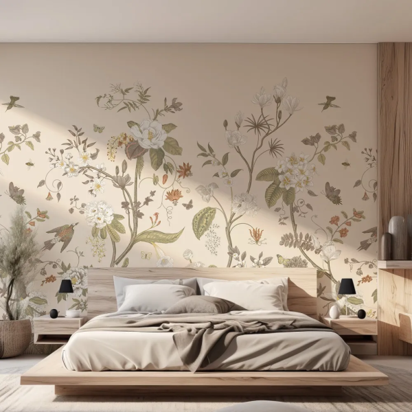 Papel de Parede Floral Botnico Victoriano Bege MP