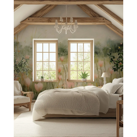 Papel de Parede Campo Florido Pintura a leo MP