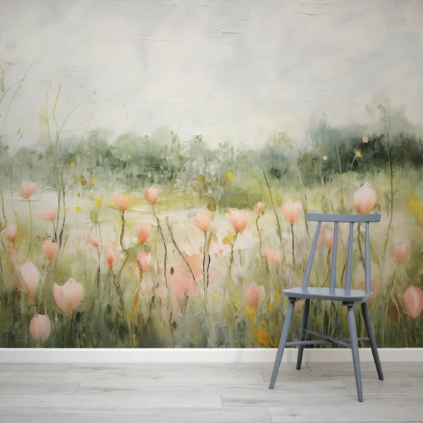 Papel de Parede Campo Florido Pintura a leo MP
