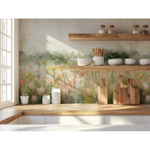 Papel de Parede Campo Florido Pintura a leo MP