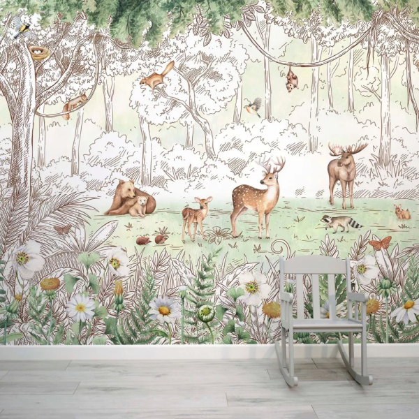 Papel de Parede Aquarela Floresta Encantada MP
