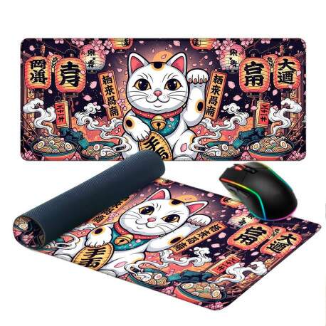 Mouse Pad Anime Gato Branco Oriental