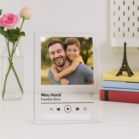 Bloco de Mesa Personalizada com Foto msica e qr code do Spotify Dia Dos Pais