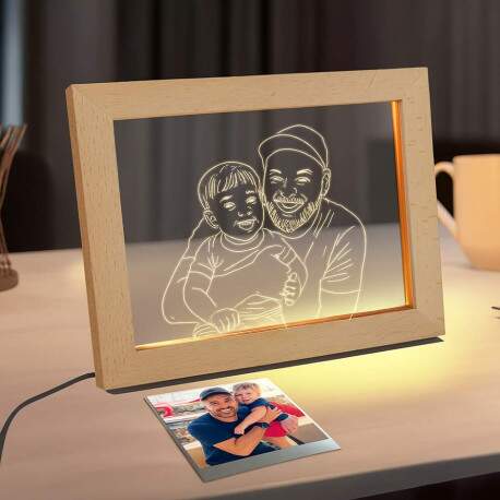 Luminria Personalizada com Sua Foto Desenhada Quadro de Led Dia Dos Pais
