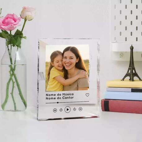 Bloco de Mesa Personalizada com Foto msica e qr code do Spotify Dia Das Mes